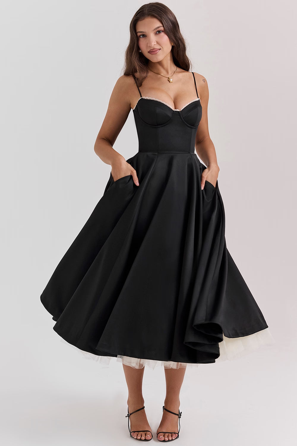MADEMOISELLE | Black Tulle Midi Dress