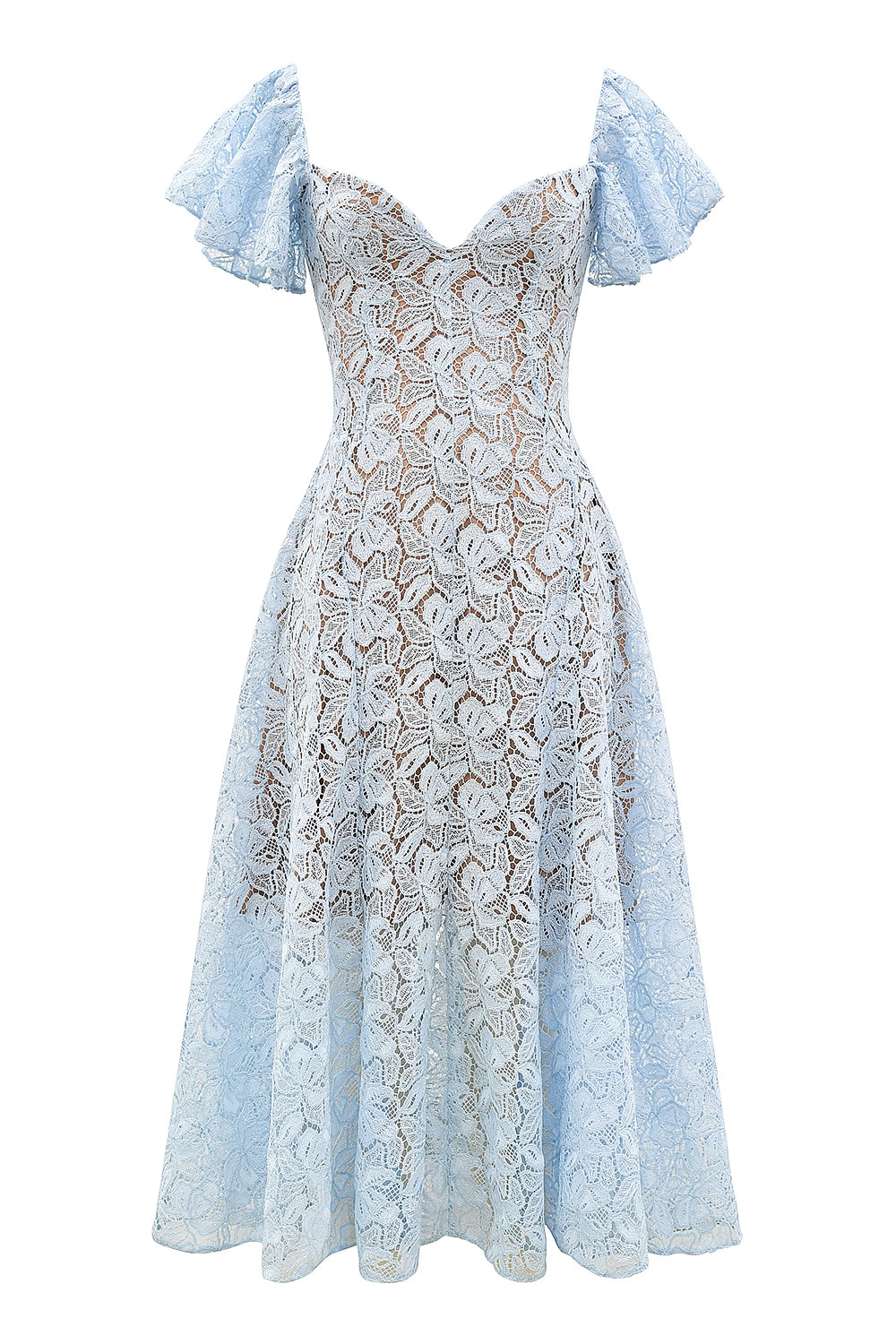AUSTEN | Blue Floral Lace Midi Dress