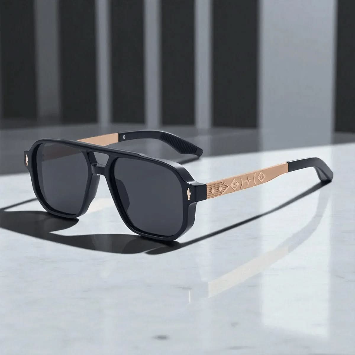 KAIRO CIPHER | Engraved Angular Sunglasses | UV400 No Logo
