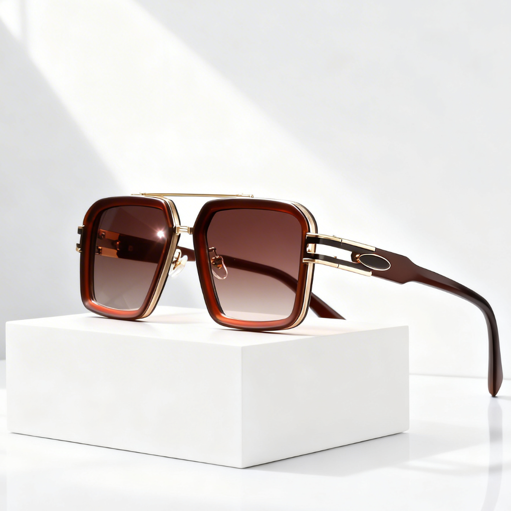GRID MASTER | Flat-Lens Square Sunglasses | UV400 Metal Detail