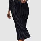 POPPY | Black Pinstripe Shirt Dress