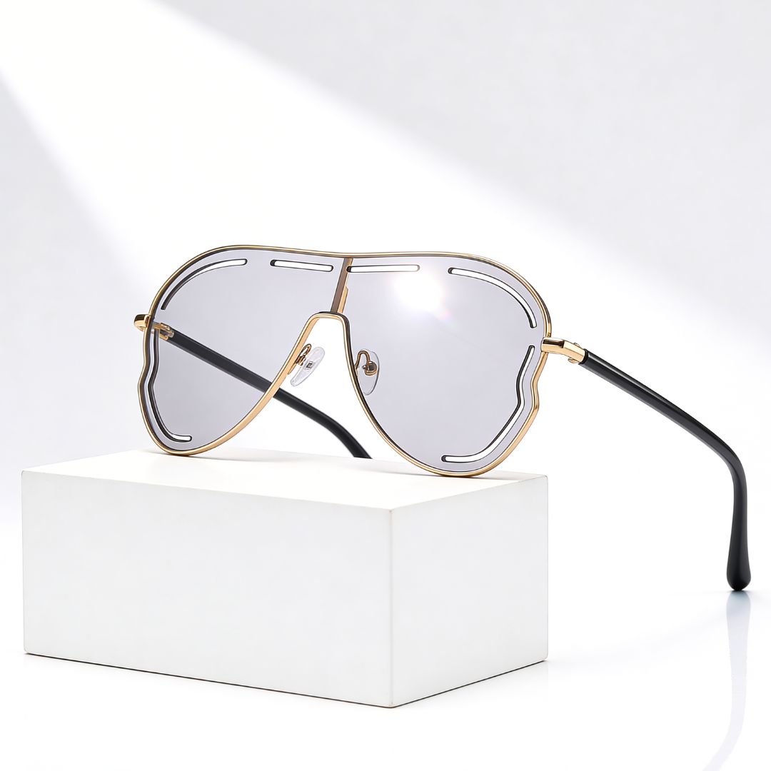 DAHLIA SHIELD | Shield Gradient Aviator Sunglasses | UV400 Gold