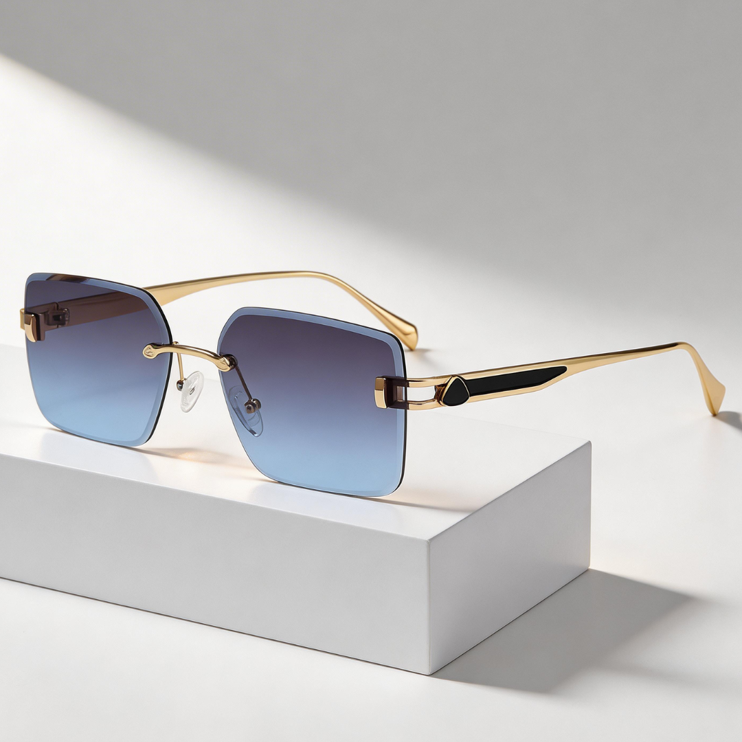 MILANO RIMLESS | Gold Rimless Square Sunglasses | UV400 Luxury