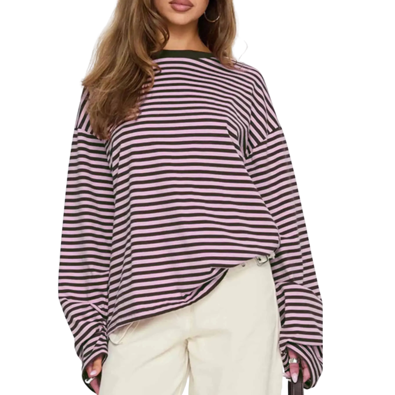 TRACY | Versatile Striped Long Sleeve Shirt