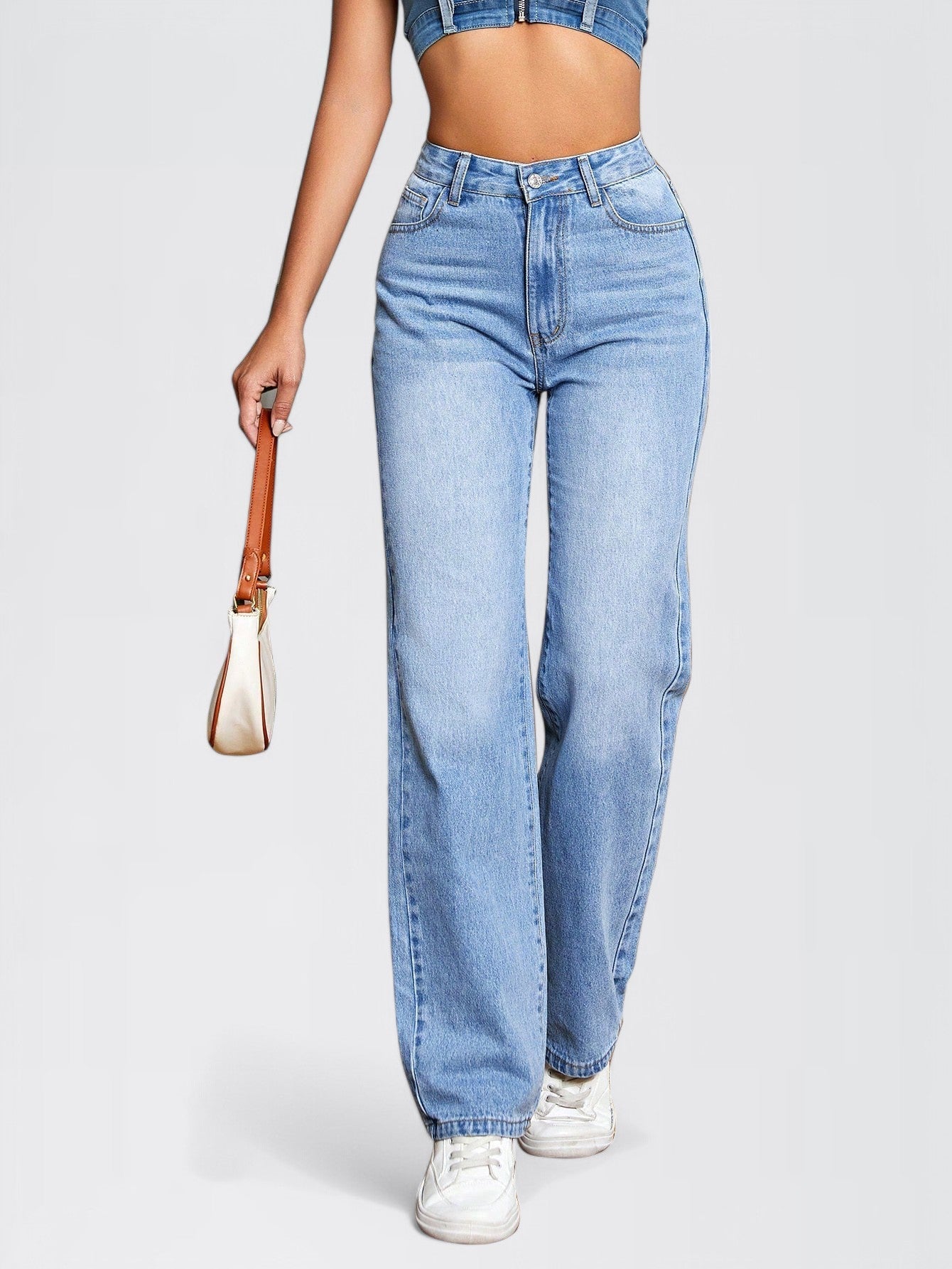 MARLOWE | High-Rise Wide-Leg Light Denim Jeans for Women