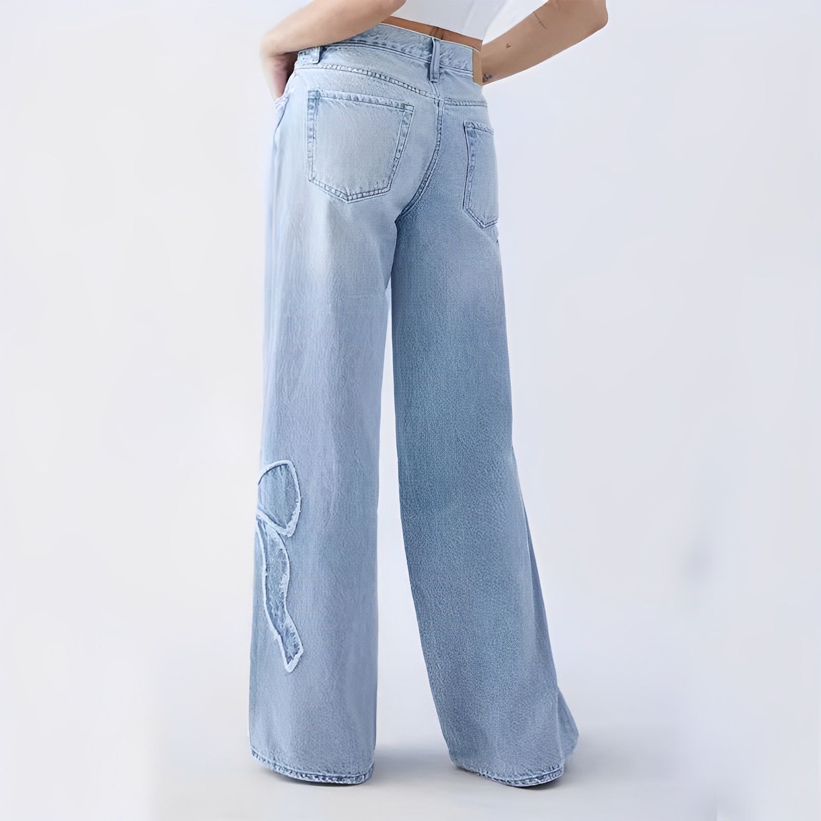 LIORA | Embroidered Butterfly Baggy Wide-Leg Jeans