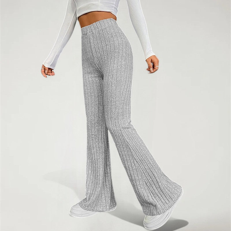 ELARA | Ribbed High-Waist Flared Lounge Pants for Women