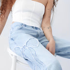 LIORA | Embroidered Butterfly Baggy Wide-Leg Jeans
