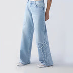 LIORA | Embroidered Butterfly Baggy Wide-Leg Jeans