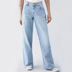 LIORA | Embroidered Butterfly Baggy Wide-Leg Jeans
