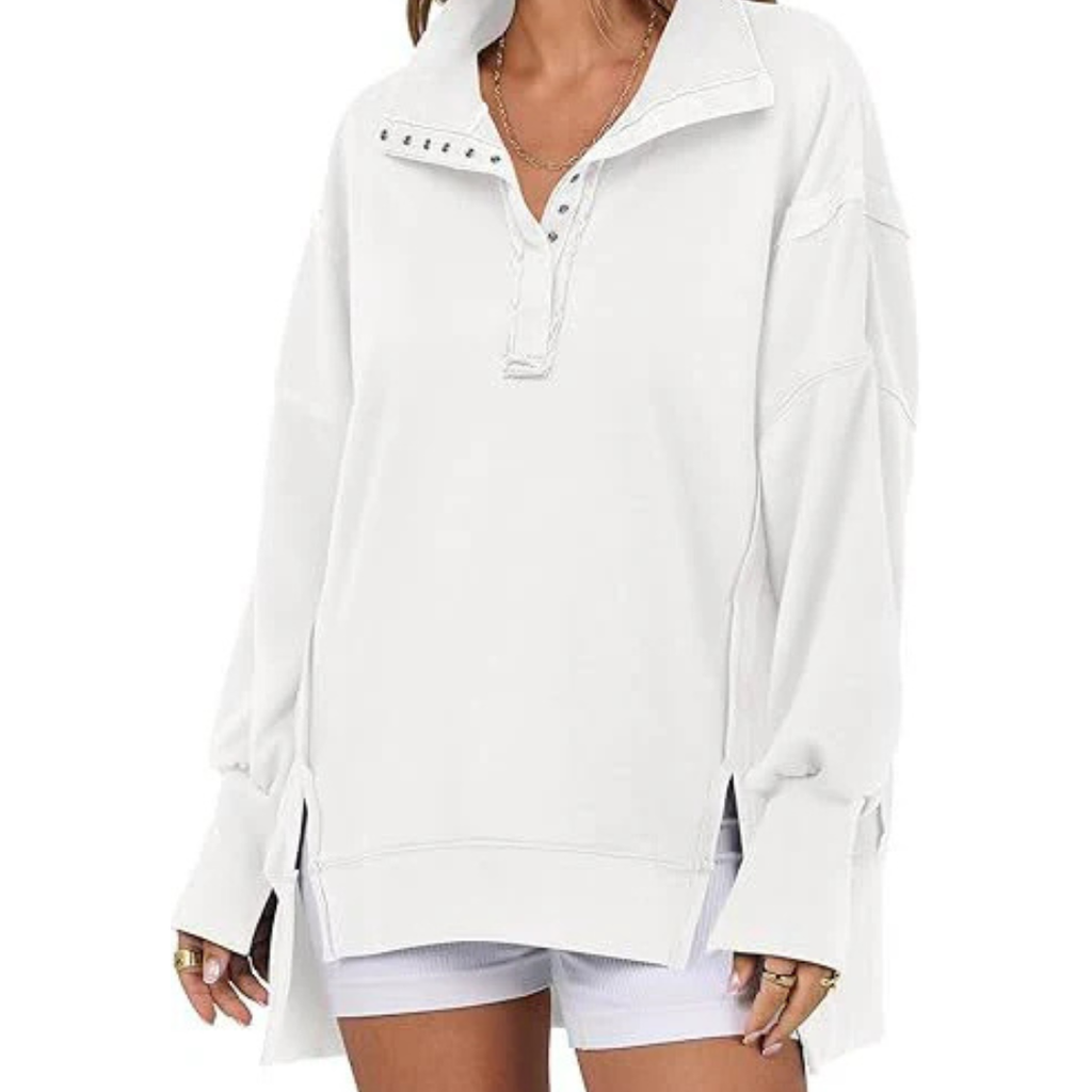 VERON | Loose Fit High-Low Split Hem Casual Sweatshirt