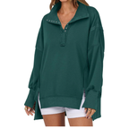VERON | Loose Fit High-Low Split Hem Casual Sweatshirt