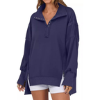 VERON | Loose Fit High-Low Split Hem Casual Sweatshirt