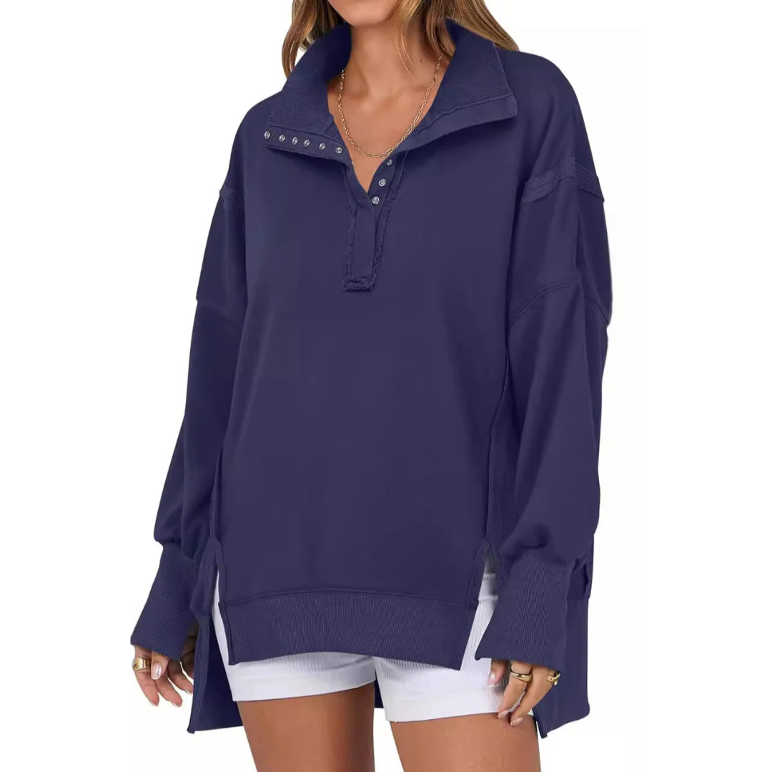 VERON | Loose Fit High-Low Split Hem Casual Sweatshirt