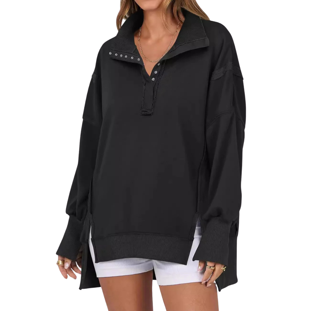 VERON | Loose Fit High-Low Split Hem Casual Sweatshirt