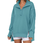 VERON | Loose Fit High-Low Split Hem Casual Sweatshirt