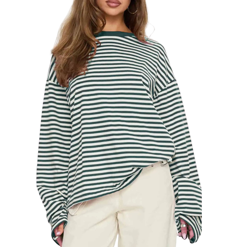 TRACY | Versatile Striped Long Sleeve Shirt
