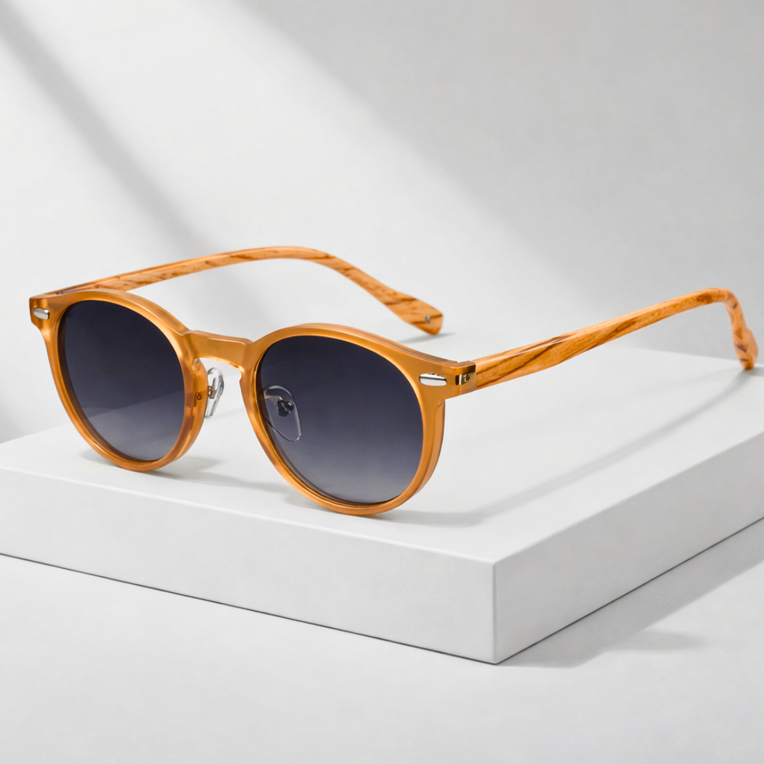SIENNA DRIFT | Wood-Tone Acetate Sunglasses | UV400 Rounded
