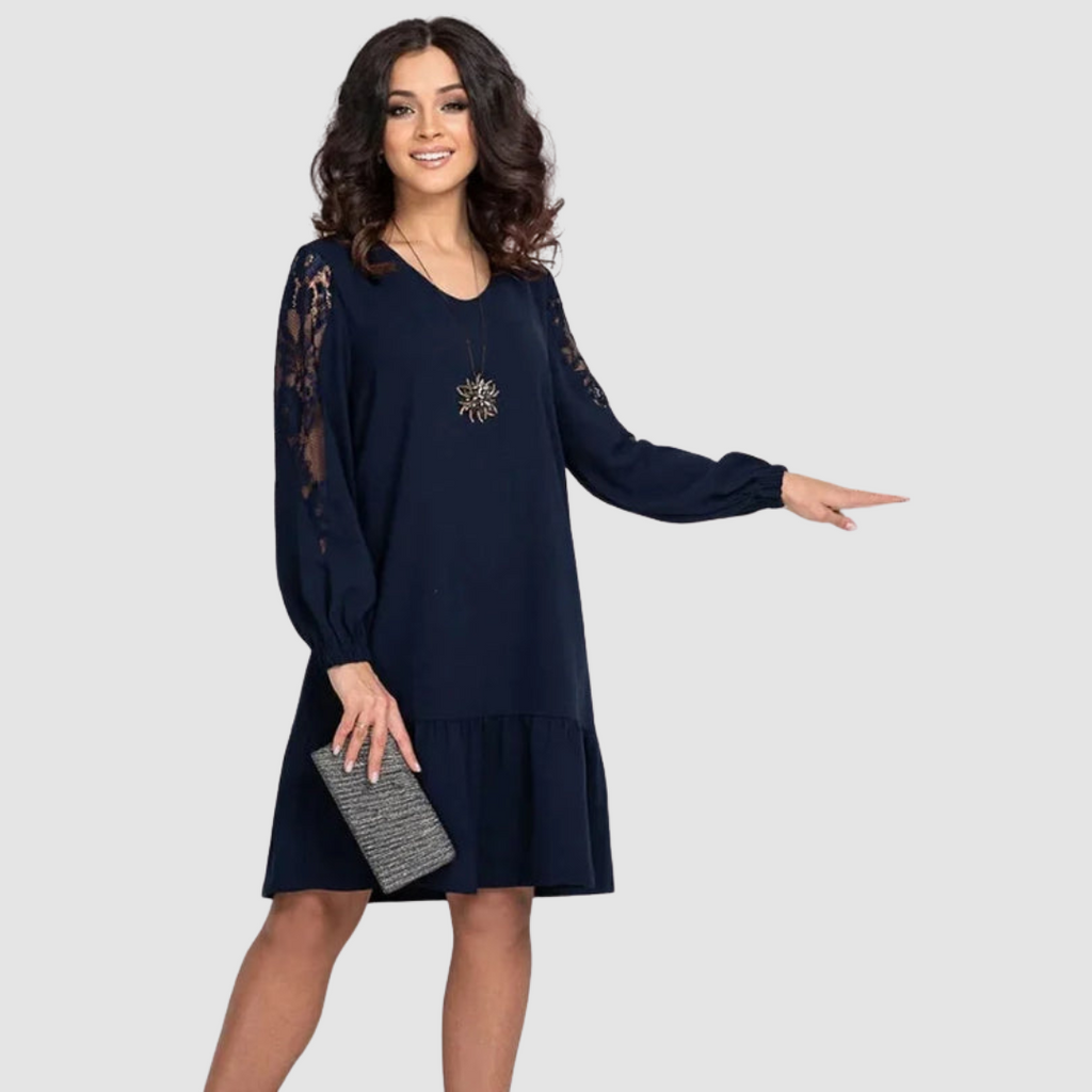LOWRI QUINN | Lace-Sleeve Midi Dress