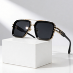 GRID MASTER | Flat-Lens Square Sunglasses | UV400 Metal Detail