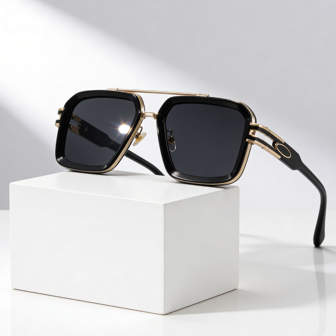 GRID MASTER | Flat-Lens Square Sunglasses | UV400 Metal Detail