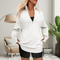 QUINN | Cozy Long Sleeve Quarter Zip Collared Pullover Sweater
