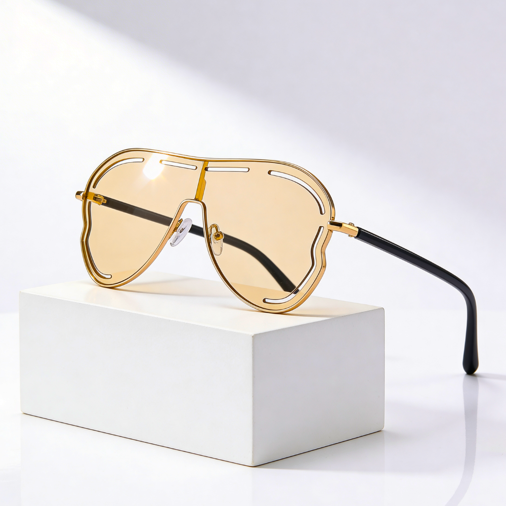 DAHLIA SHIELD | Shield Gradient Aviator Sunglasses | UV400 Gold