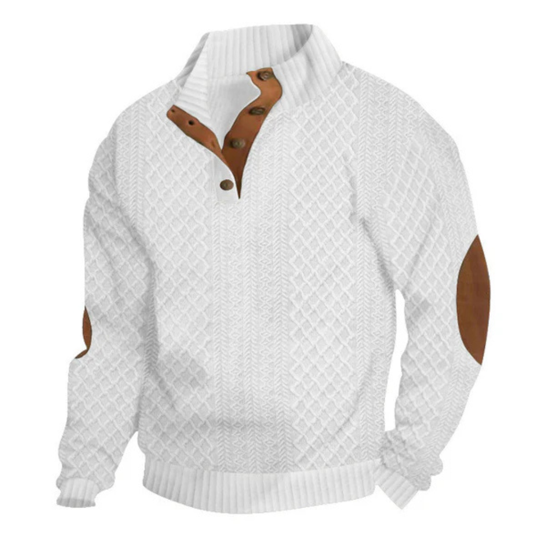 CALVIN | Refined Button-Neck Textured Sweater