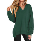 GENEVA | Casual V-Neck Oversized Sweatshirt Lightweight Long Sleeve