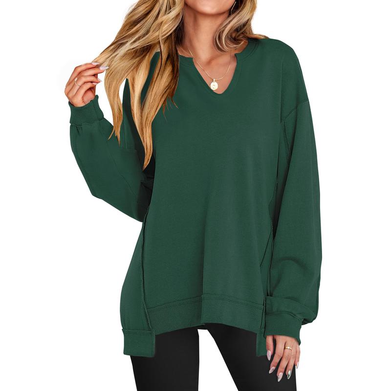 GENEVA | Casual V-Neck Oversized Sweatshirt Lightweight Long Sleeve