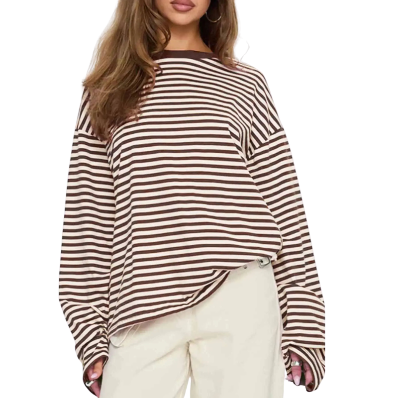 TRACY | Versatile Striped Long Sleeve Shirt