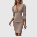 MEGAN | Beige Pencil Dress