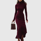 ISABELLE | Burgundy Turtleneck Dress