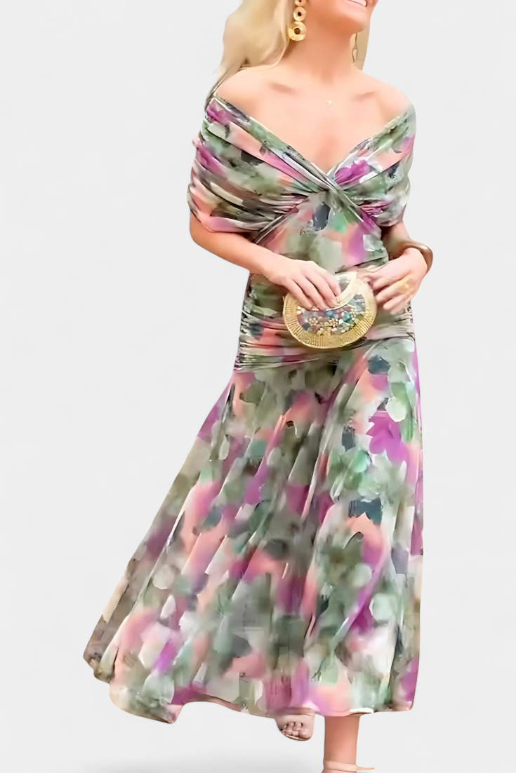 FREYA | Flowing Floral V Neck Dress