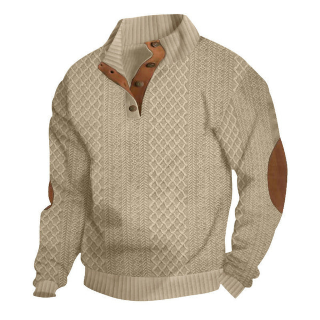 CALVIN | Refined Button-Neck Textured Sweater