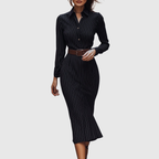 POPPY | Black Pinstripe Shirt Dress