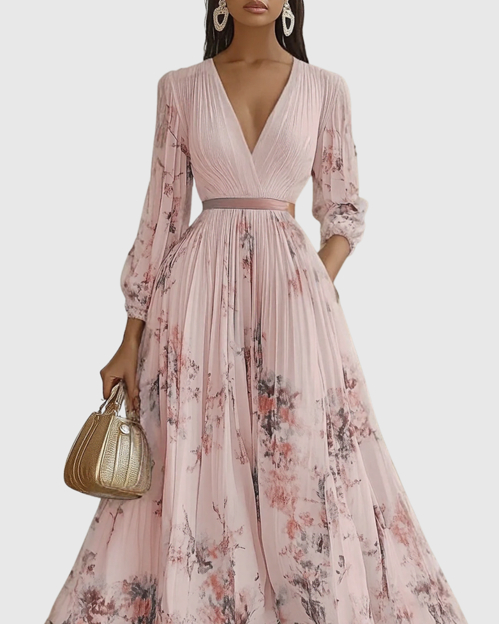 ROWELLA | Elegant Pleated Maxi Dress