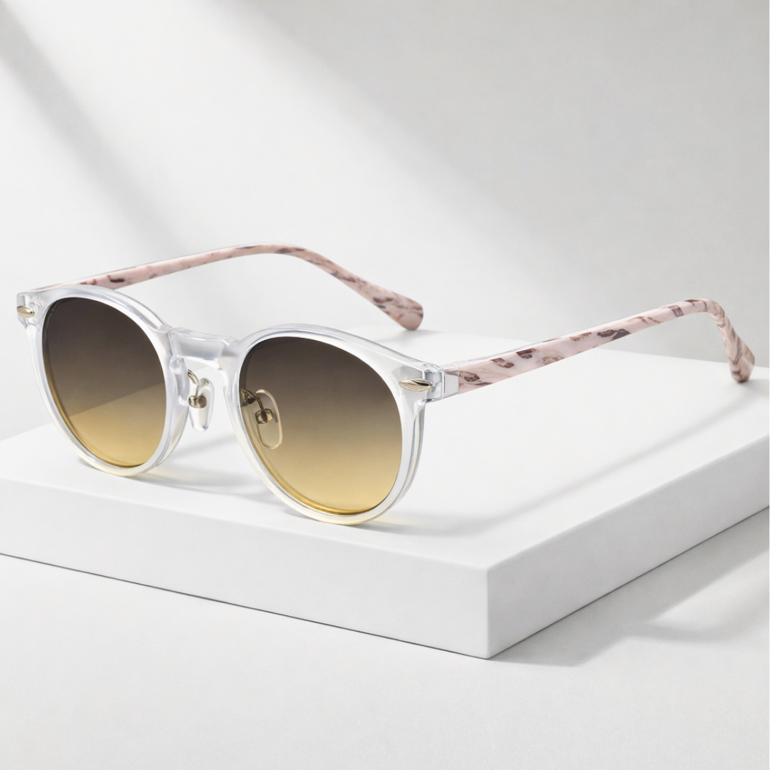 SIENNA DRIFT | Wood-Tone Acetate Sunglasses | UV400 Rounded