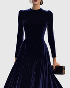SIBELLA | Navy Long-Sleeve Midi Dress
