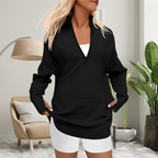 QUINN | Cozy Long Sleeve Quarter Zip Collared Pullover Sweater