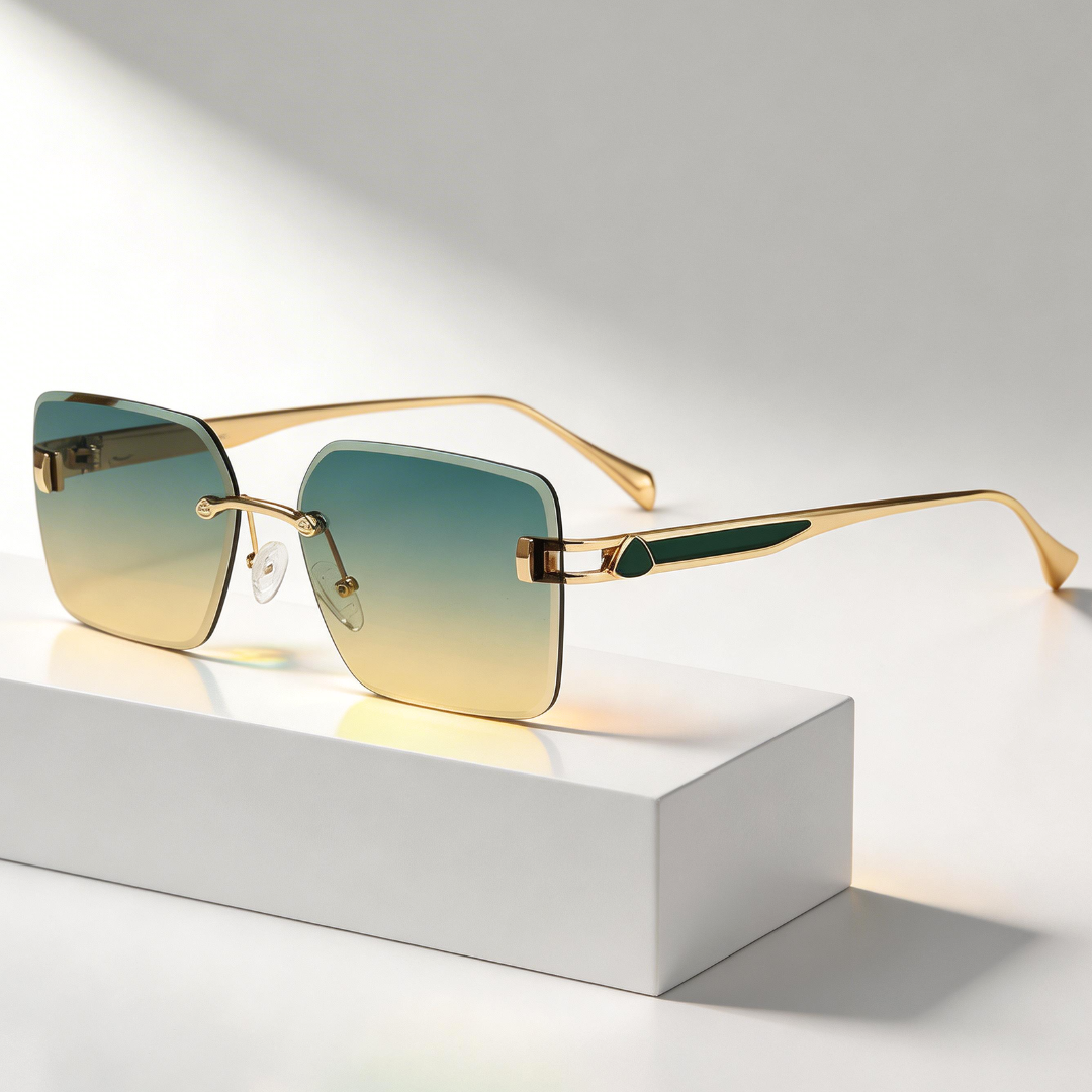 MILANO RIMLESS | Gold Rimless Square Sunglasses | UV400 Luxury