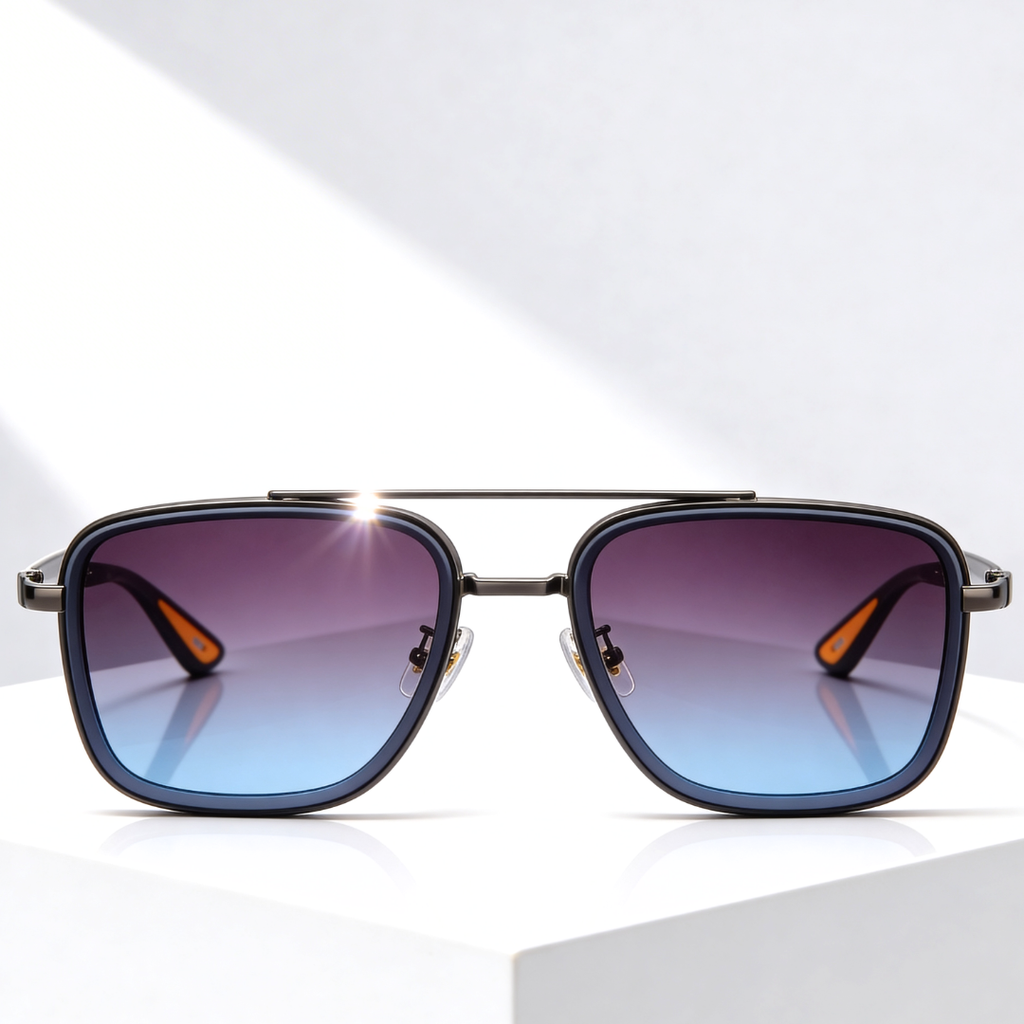 RIFT NOIR X | Square Metal-Acetate Sunglasses | UV380