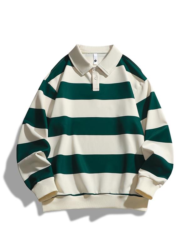 ZOE | Classic Fashion Striped Collar Long Sleeve Sweatshirt
