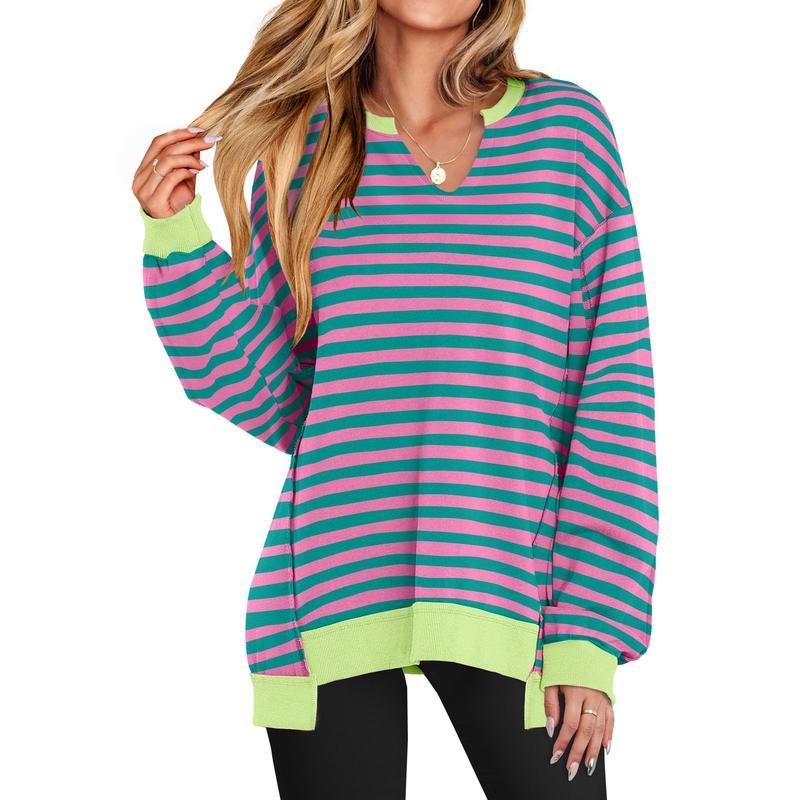 GENEVA | Casual V-Neck Oversized Sweatshirt Lightweight Long Sleeve