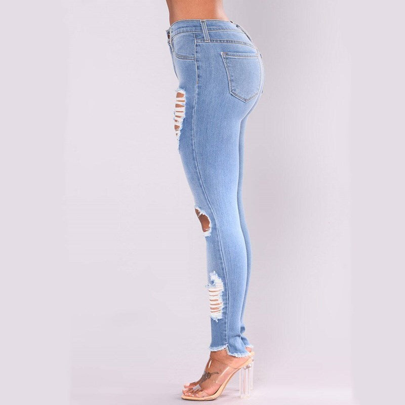 DAXEN | Distressed Slim-Fit Denim Jeans for Women