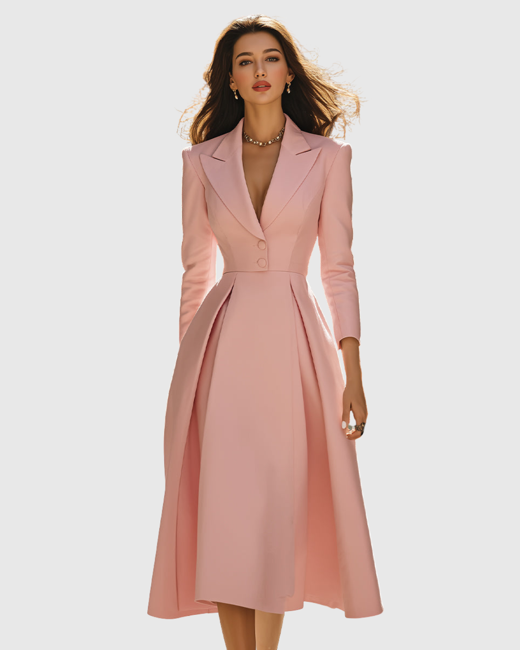 CERYTH | Elegant Pleated Blazer Midi Dress