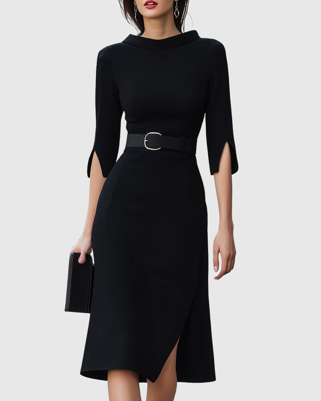 BLYTHEWYN | Classic Black Midi Dress