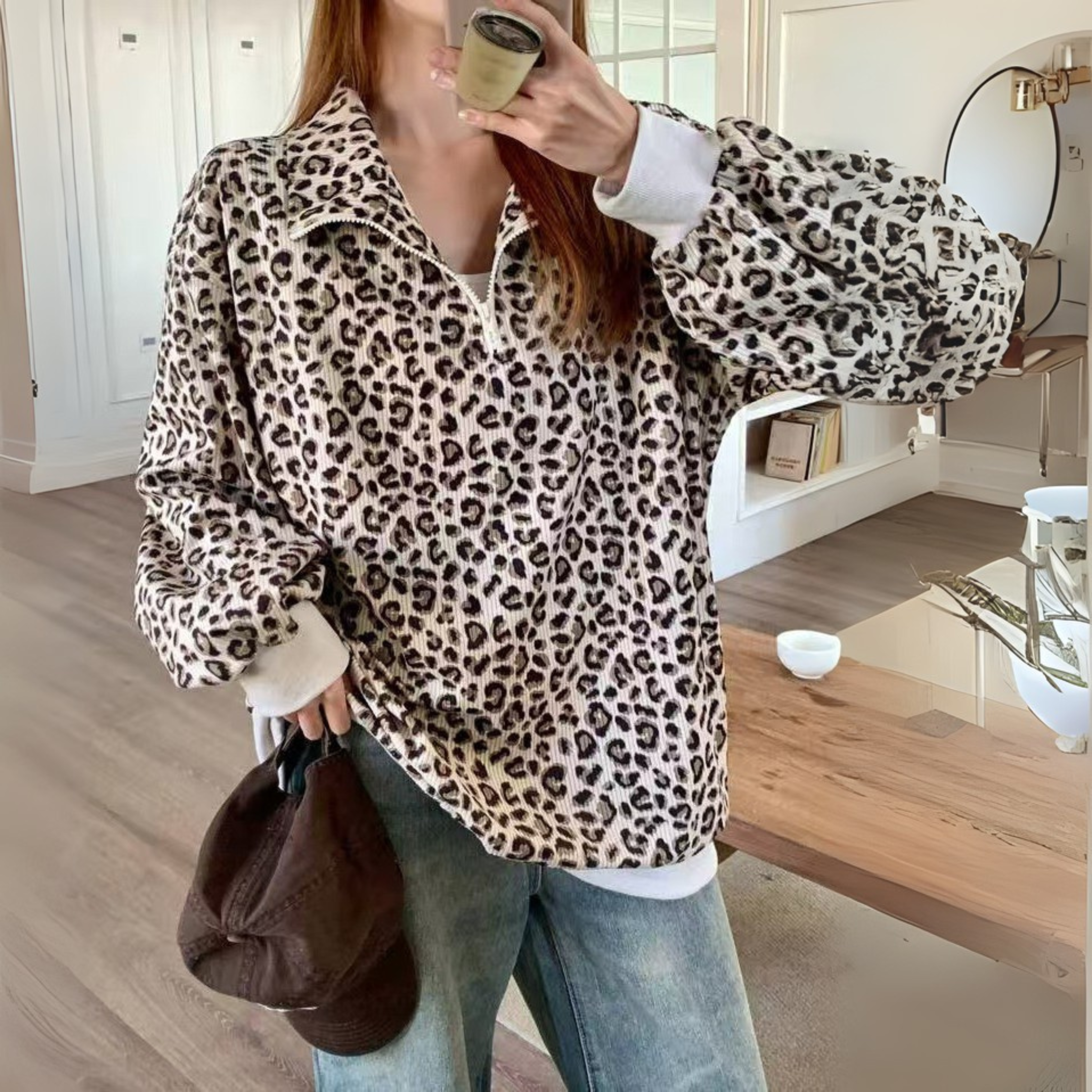MINDI | Cozy Leopard Print Sweatshirt