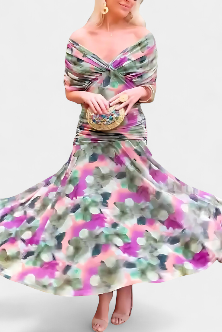 FREYA | Flowing Floral V Neck Dress