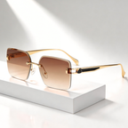 MILANO RIMLESS | Gold Rimless Square Sunglasses | UV400 Luxury